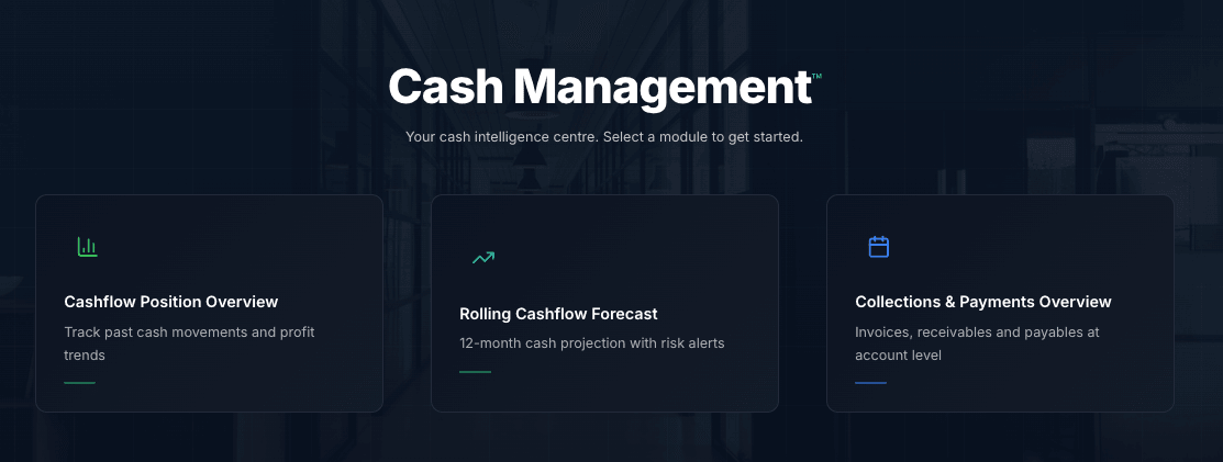 Mira, Cash Management screen