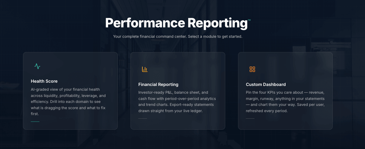 Clara, Performance Reporting screen